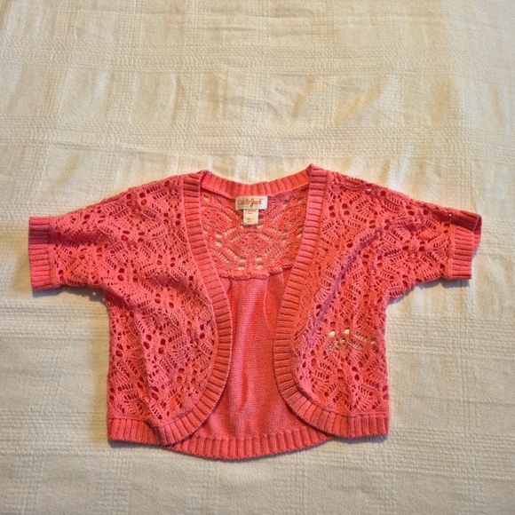 Cat & Jack girls size 6/6X knit bolero sweater, pink shade EUC - Picture 1 of 4